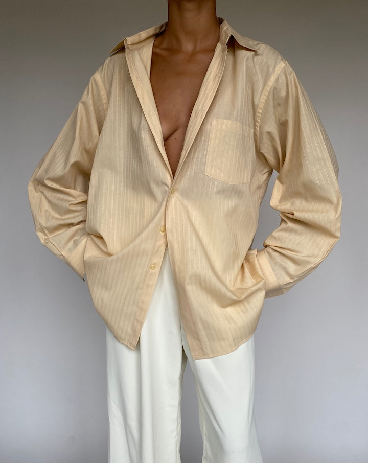 VINTAGE OVERSIZED BEIGE STRIPED SHIRT 1258-5