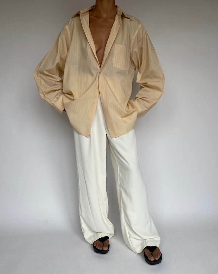 VINTAGE OVERSIZED BEIGE STRIPED SHIRT 1258