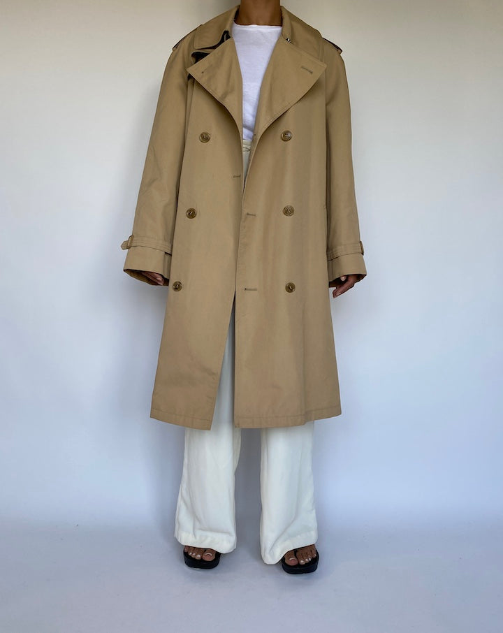 VINTAGE OVERSIZED BEIGE TRENCH COAT 1082