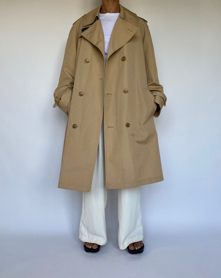 VINTAGE OVERSIZED BEIGE TRENCH COAT 1082