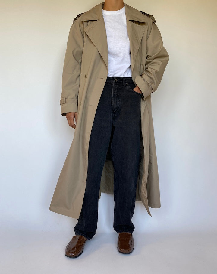 VINTAGE OVERSIZED BEIGE TRENCH COAT 1506-4