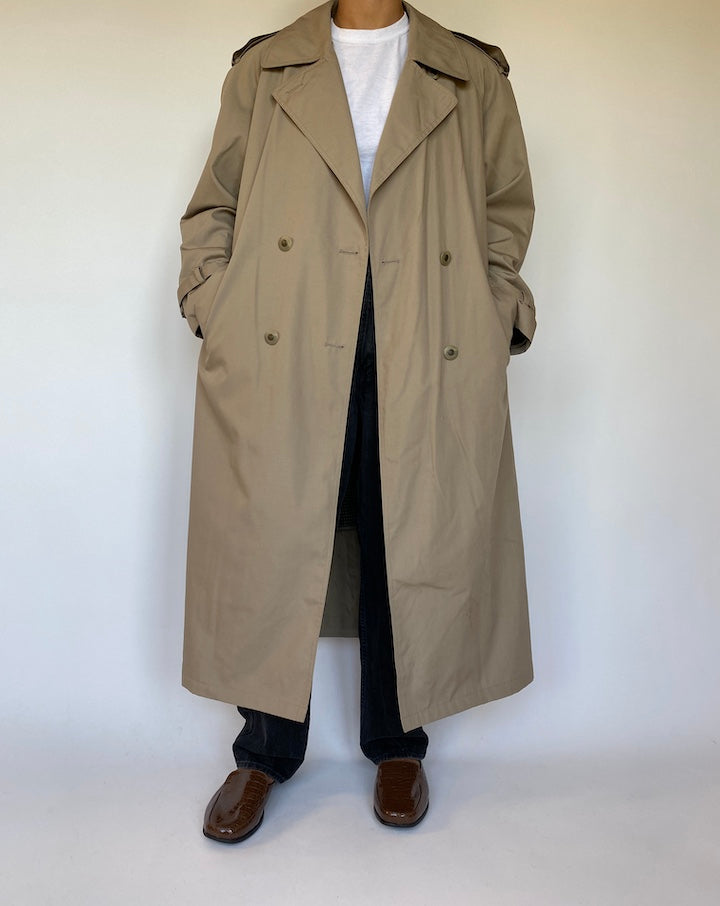VINTAGE OVERSIZED BEIGE TRENCH COAT 1506-5