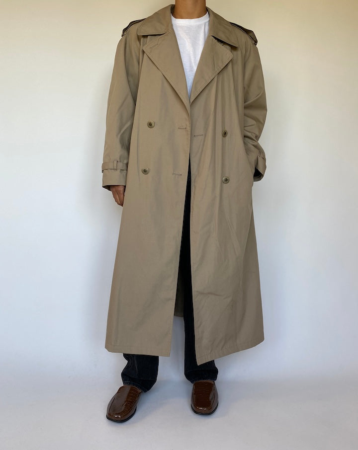VINTAGE OVERSIZED BEIGE TRENCH COAT 1506-6
