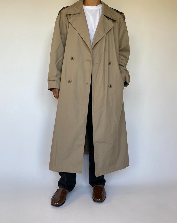VINTAGE OVERSIZED BEIGE TRENCH COAT 1506