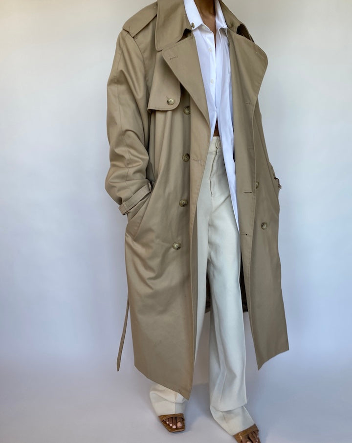VINTAGE OVERSIZED BEIGE TRENCH COAT 568-5