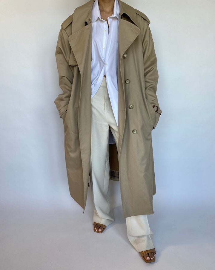 VINTAGE OVERSIZED BEIGE TRENCH COAT 568-6