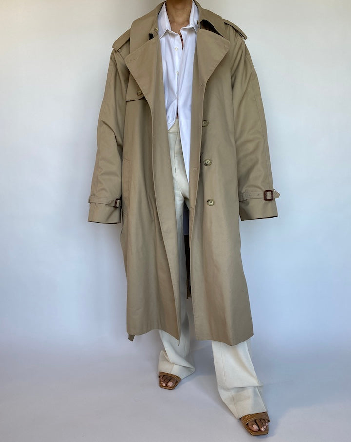 VINTAGE OVERSIZED BEIGE TRENCH COAT 568-7