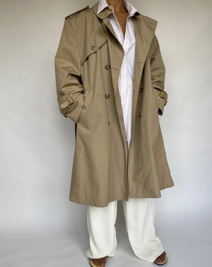 VINTAGE OVERSIZED BEIGE TRENCH COAT 739