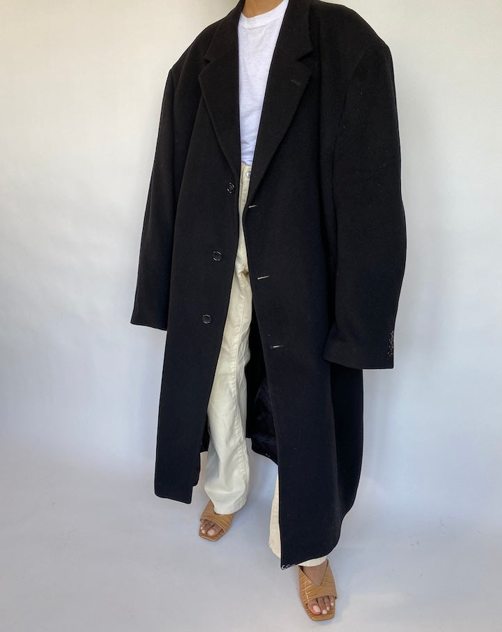 VINTAGE OVERSIZED BLACK COAT 629-5