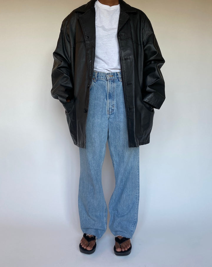VINTAGE OVERSIZED BLACK LEATHER JACKET 1286