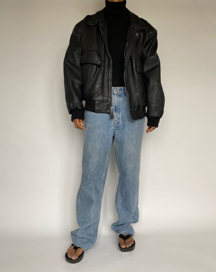 VINTAGE OVERSIZED BLACK LEATHER JACKET 1463