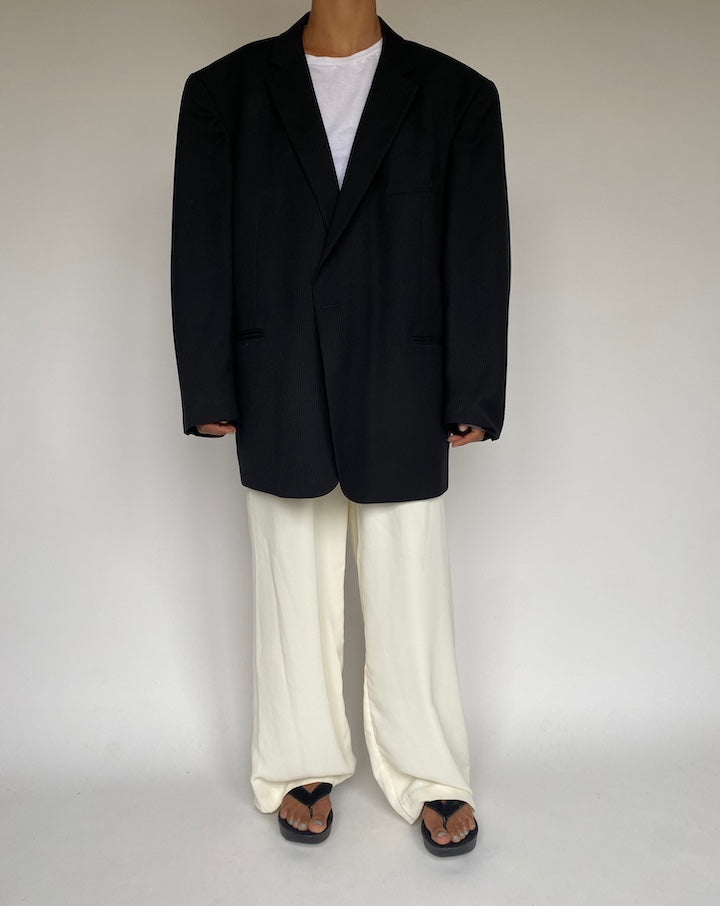 VINTAGE OVERSIZED BLACK STRIPED BLAZER 1248