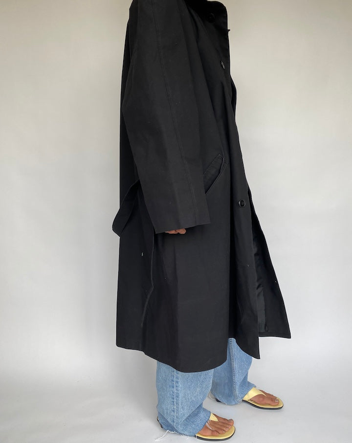 VINTAGE OVERSIZED BLACK TRENCH COAT 728-3