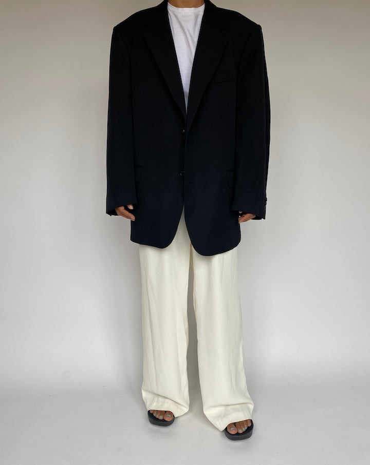 VINTAGE OVERSIZED BLACK WOOL BLAZER 1249