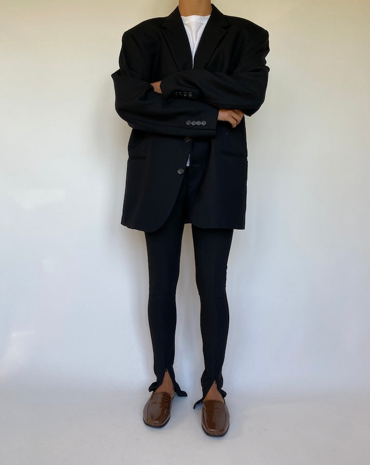VINTAGE OVERSIZED BLACK WOOL BLAZER 1569-3