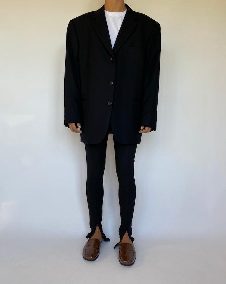 VINTAGE OVERSIZED BLACK WOOL BLAZER 1569-5