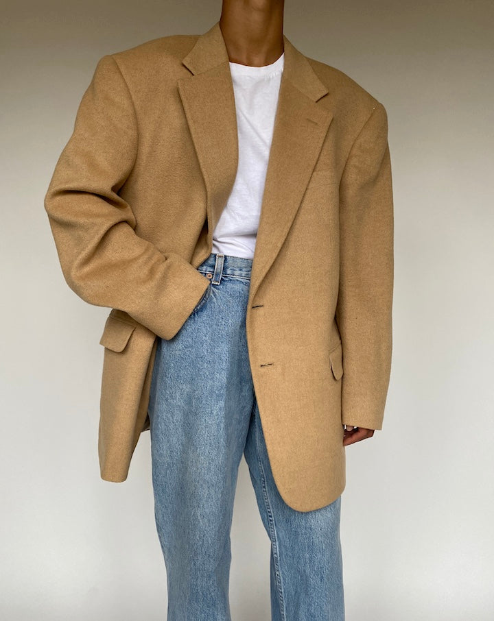 VINTAGE OVERSIZED BLAZER IN CAMEL HAIR 1218-4
