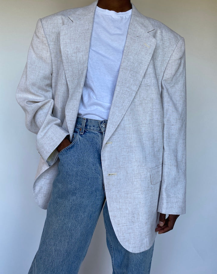 VINTAGE OVERSIZED BLENDED LINEN BLAZER 1136-2