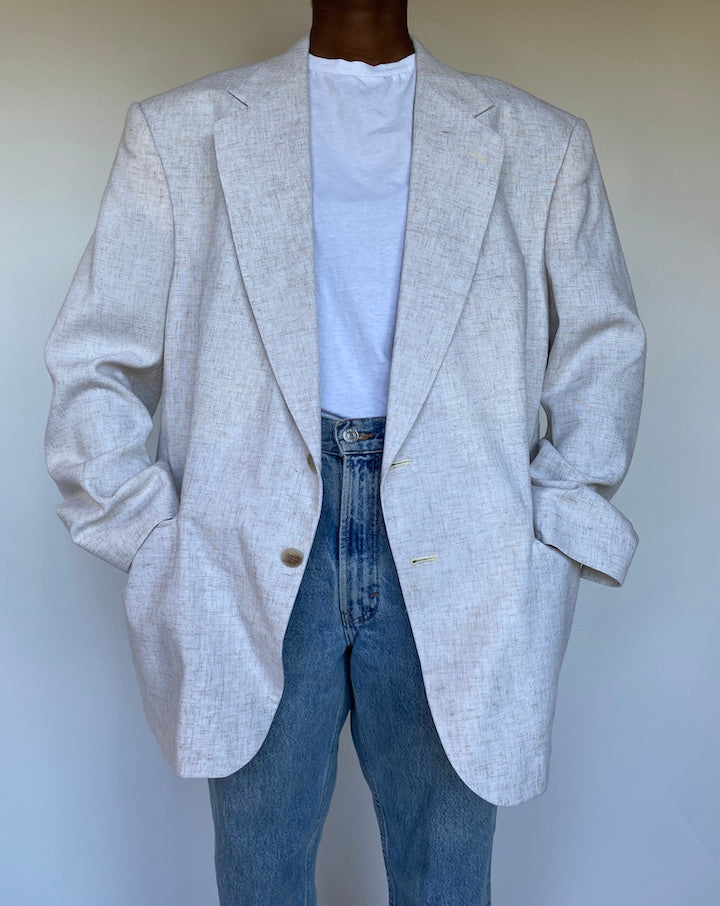 VINTAGE OVERSIZED BLENDED LINEN BLAZER 1136-3