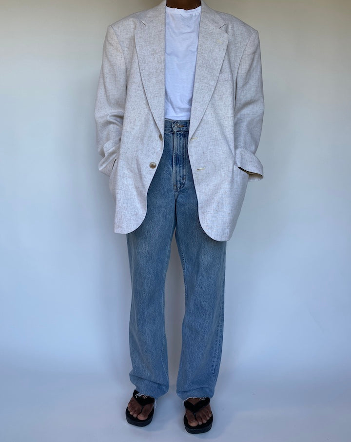 VINTAGE OVERSIZED BLENDED LINEN BLAZER 1136-4