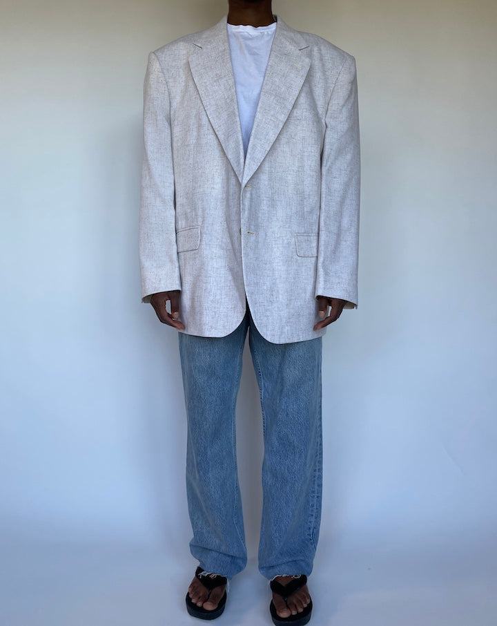 VINTAGE OVERSIZED BLENDED LINEN BLAZER 1136