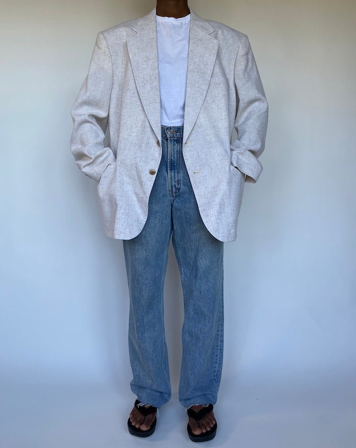 VINTAGE OVERSIZED BLENDED LINEN BLAZER 1136