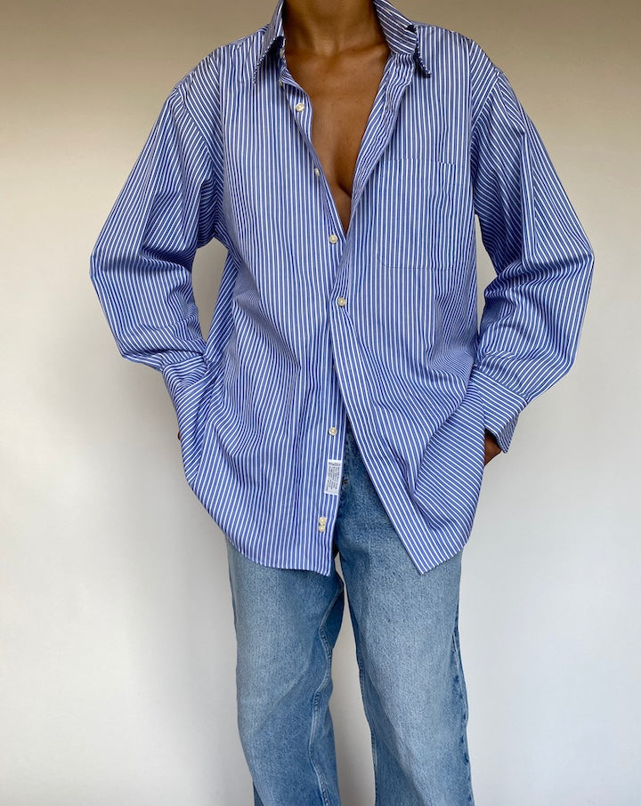 VINTAGE OVERSIZED BLUE STRIPED OVERSIZED SHIRT 1353