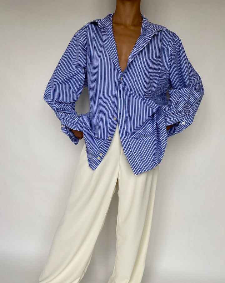 VINTAGE OVERSIZED BLUE STRIPED SHIRT 808-3