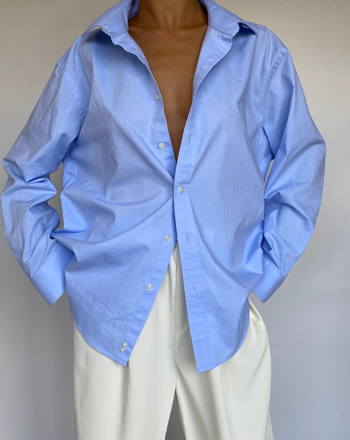 VINTAGE OVERSIZED BLUE SUMMER SHIRT 757-3