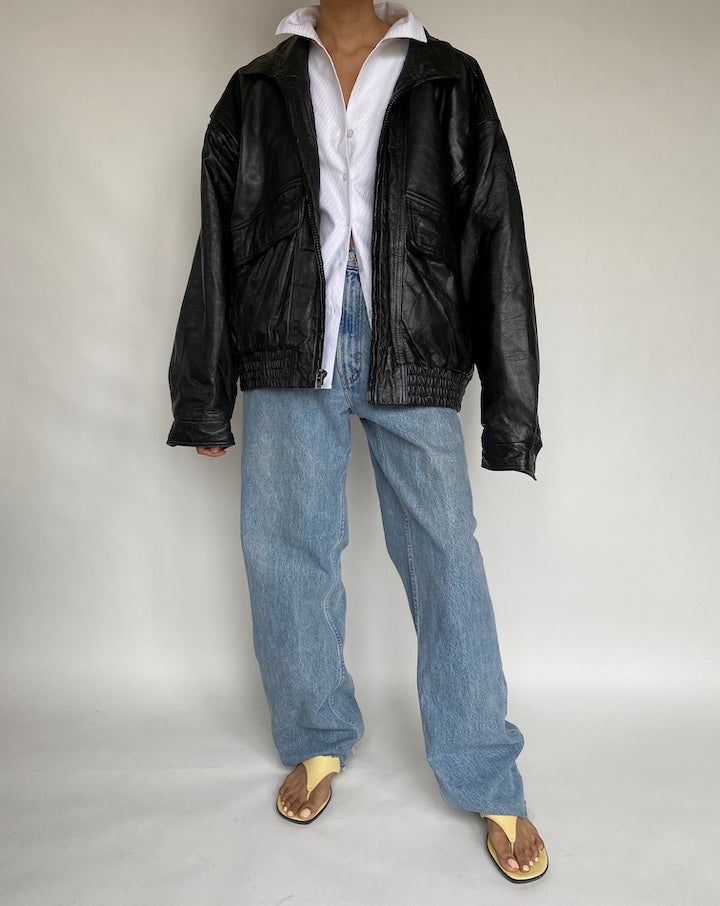 VINTAGE OVERSIZED BOXY LEATHER JACKET 665-3
