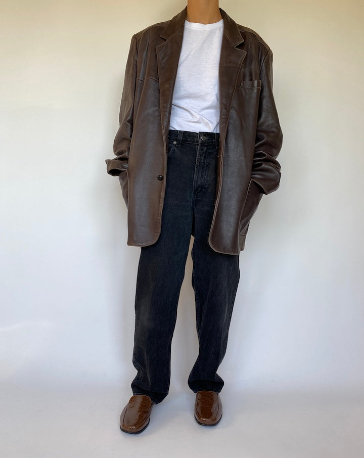VINTAGE OVERSIZED BROWN LEATHER JACKET 1514