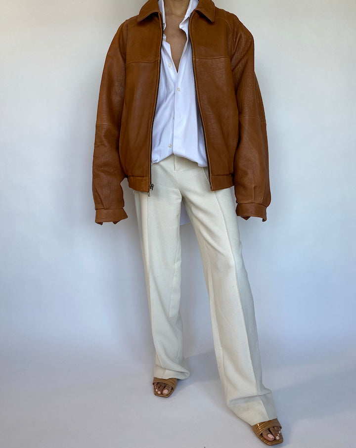 VINTAGE OVERSIZED BROWN LEATHER JACKET 570