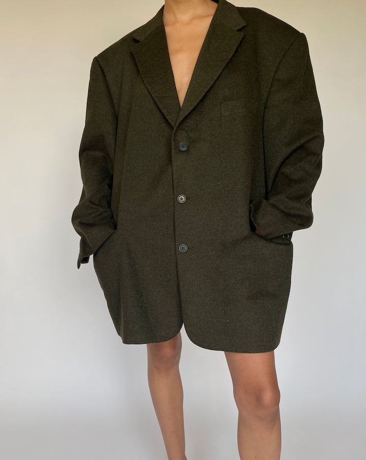 VINTAGE OVERSIZED DARK GREEN BLAZER 855-3
