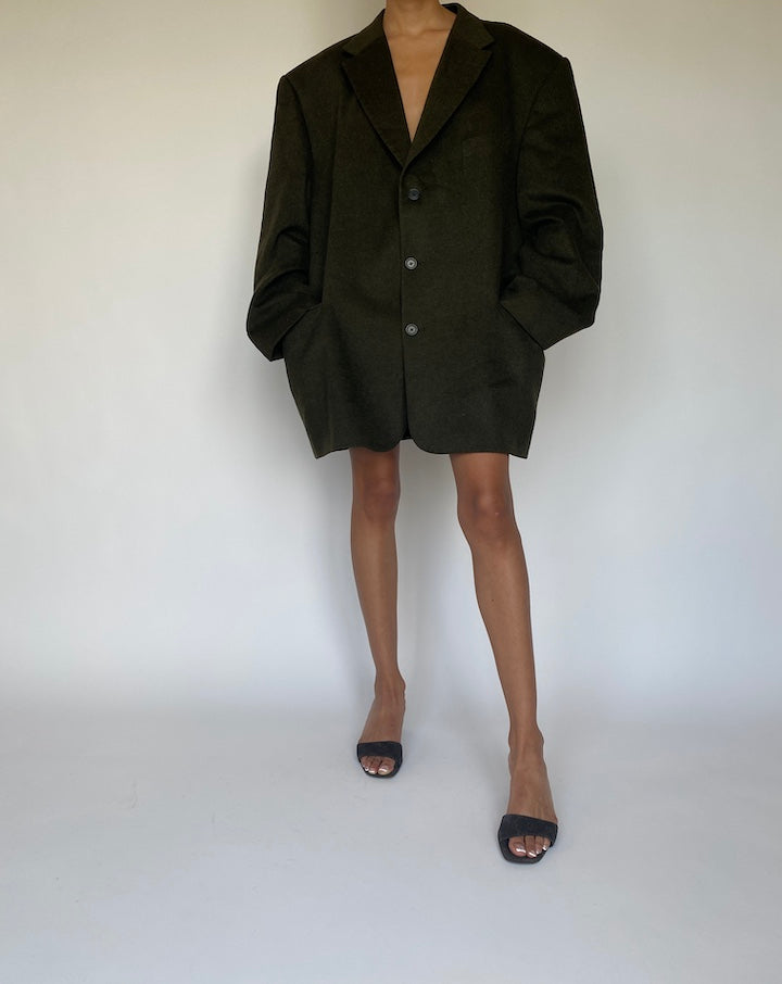 VINTAGE OVERSIZED DARK GREEN BLAZER 855-4