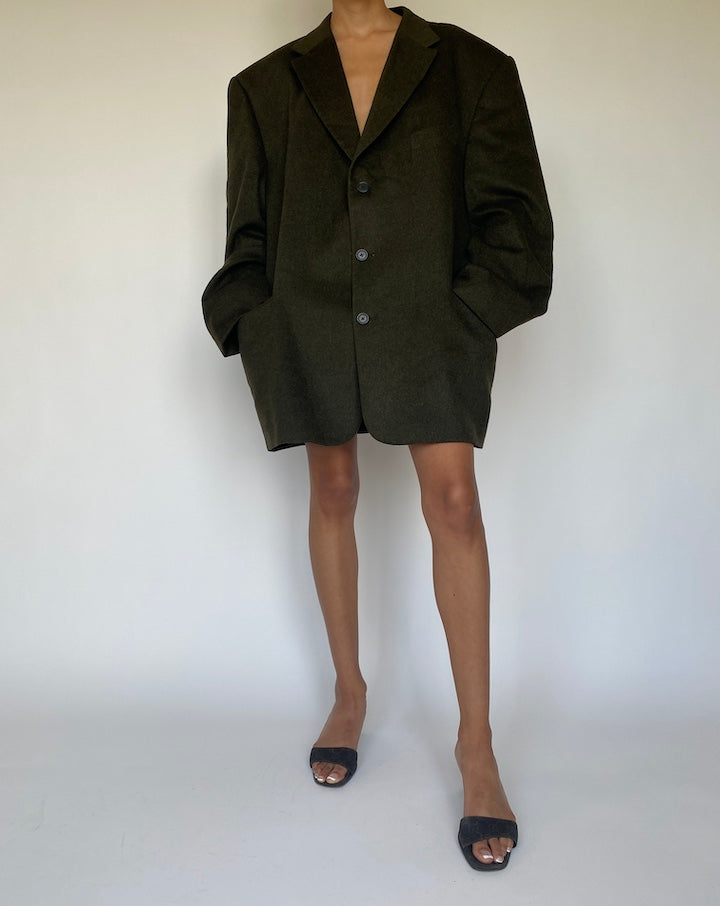 VINTAGE OVERSIZED DARK GREEN BLAZER 855