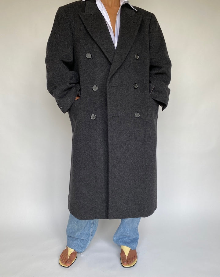 VINTAGE OVERSIZED DARK GREY COAT 729-4