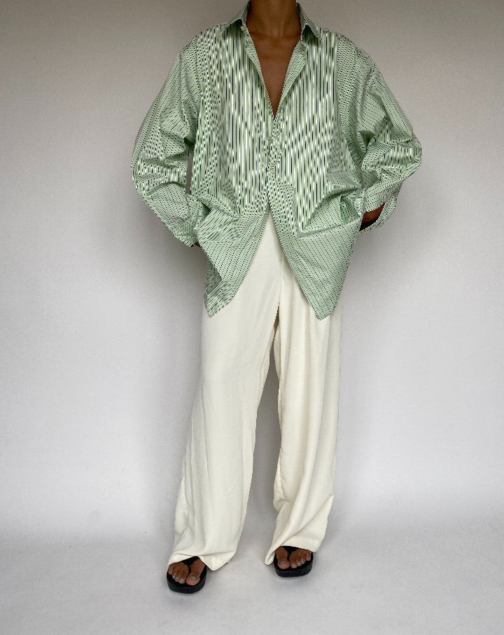 VINTAGE OVERSIZED GREEN RALPH LAUREN STRIPED SHIRT 1247