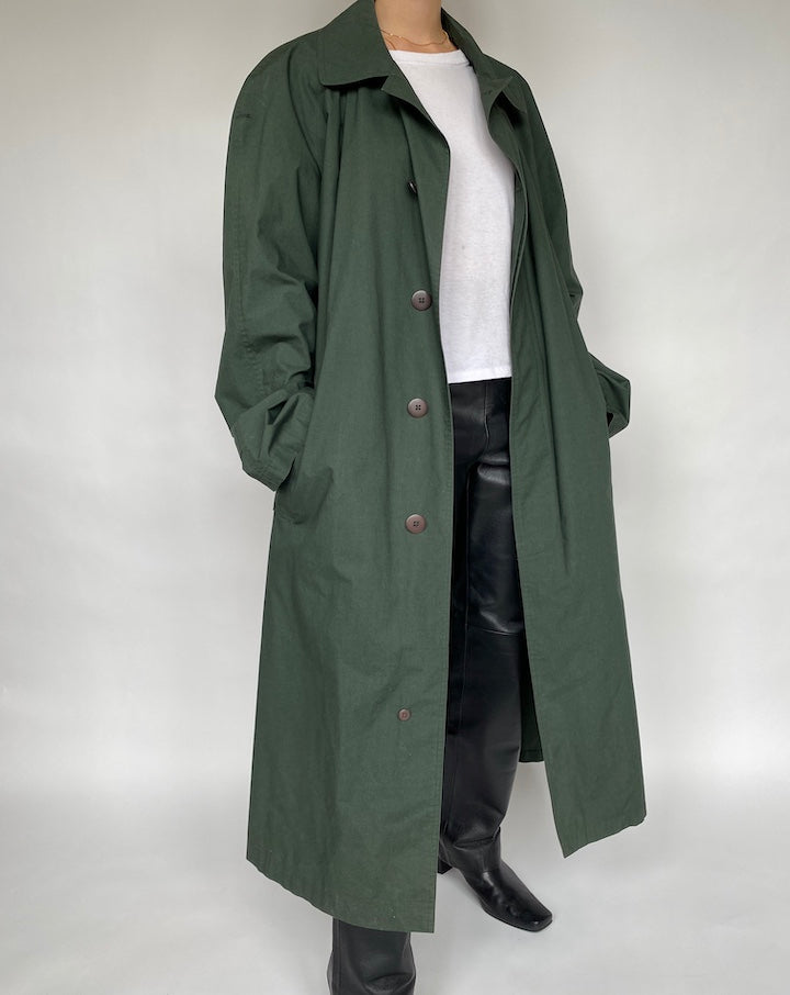 VINTAGE OVERSIZED GREEN TRENCH COAT 471 7