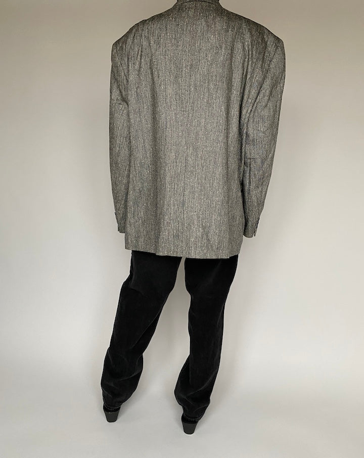 VINTAGE OVERSIZED GREY SILK BLAZER 1427-2