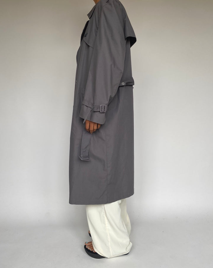 VINTAGE OVERSIZED GREY TRENCH COAT 1264-3