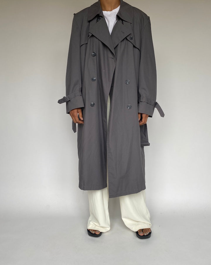 VINTAGE OVERSIZED GREY TRENCH COAT 1264-4