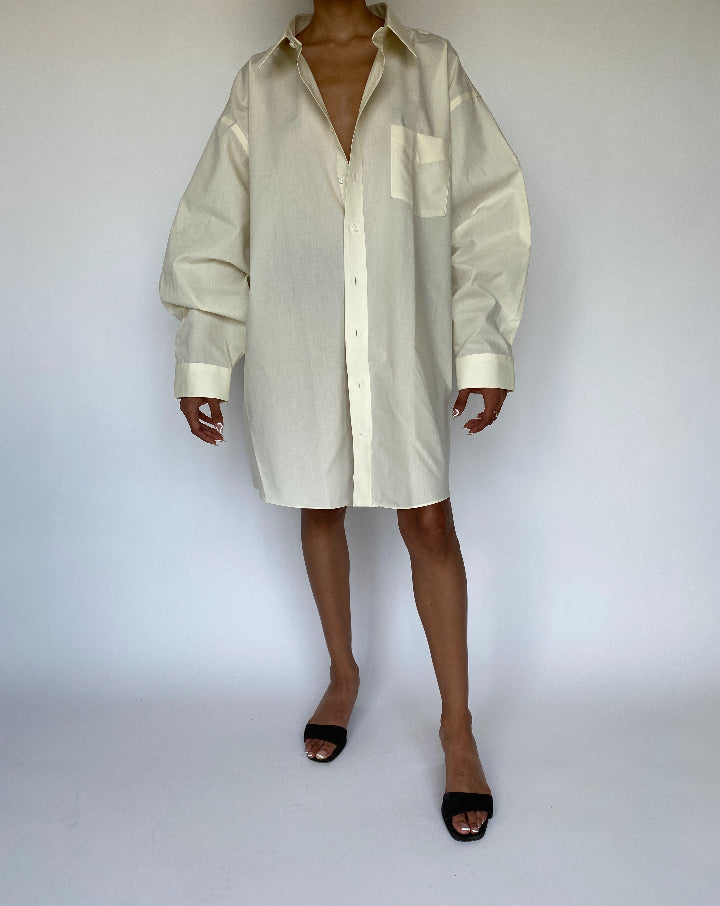 VINTAGE OVERSIZED IVORY SHIRT DRESS 884