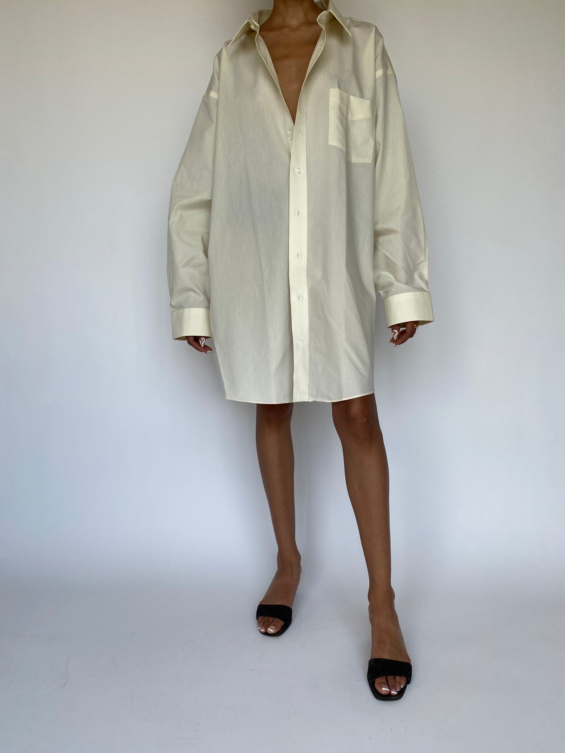 VINTAGE OVERSIZED IVORY SHIRT DRESS 884-3