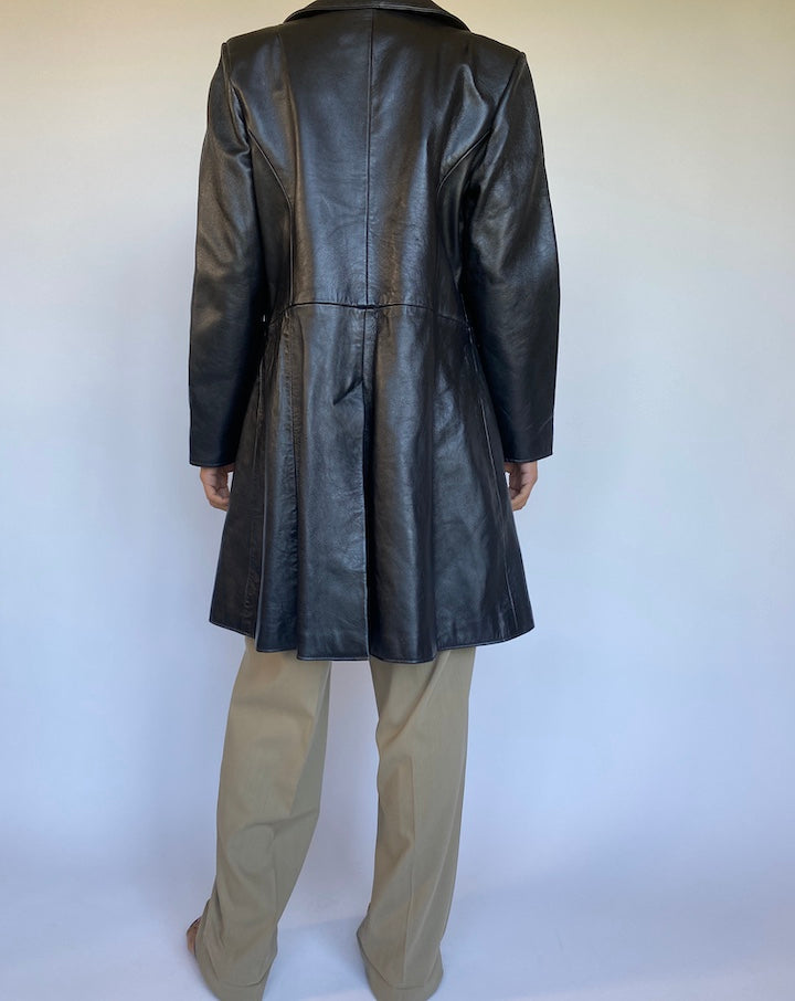 VINTAGE OVERSIZED LONG LEATHER JACKET 969