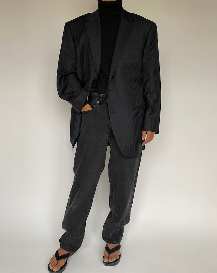 VINTAGE OVERSIZED PINSTRIPED BLAZER 1433