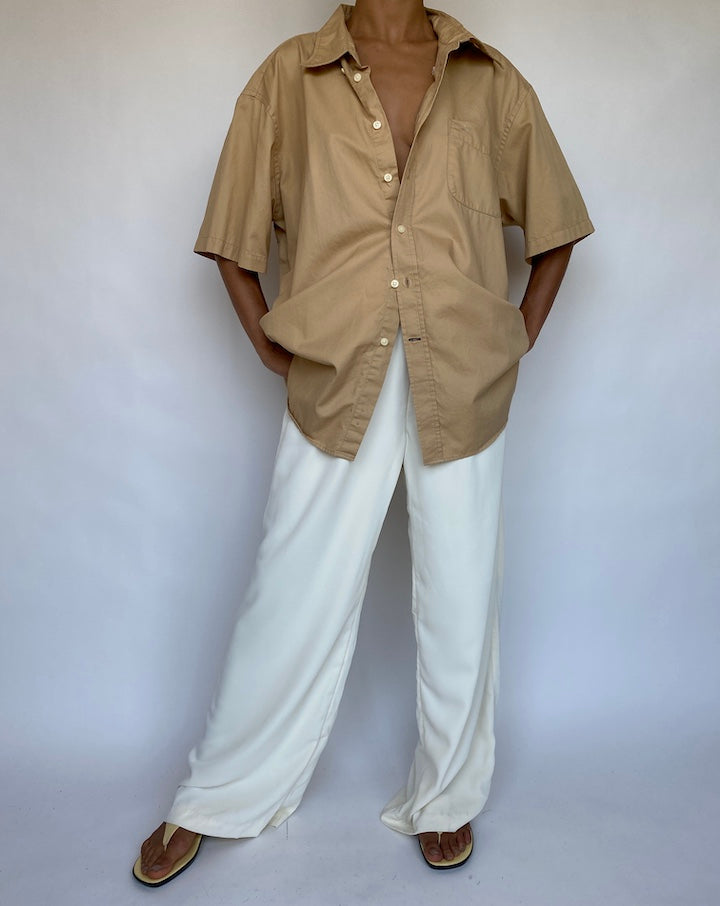 VINTAGE OVERSIZED SHORT SLEEVE BEIGE SHIRT 769