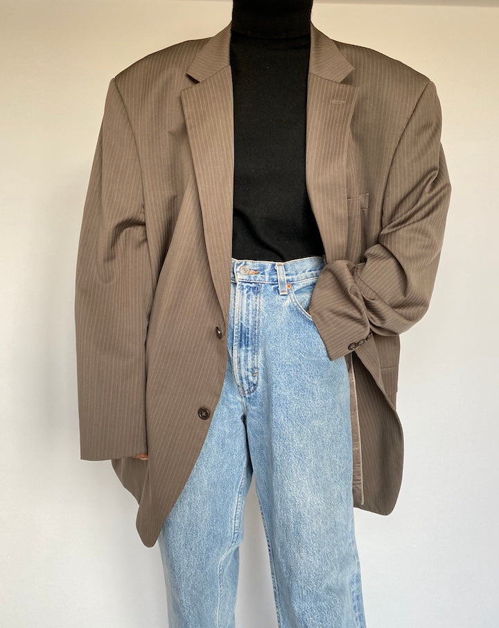 VINTAGE OVERSIZED SINGLE BREASTED STRIPED BLAZER 1383