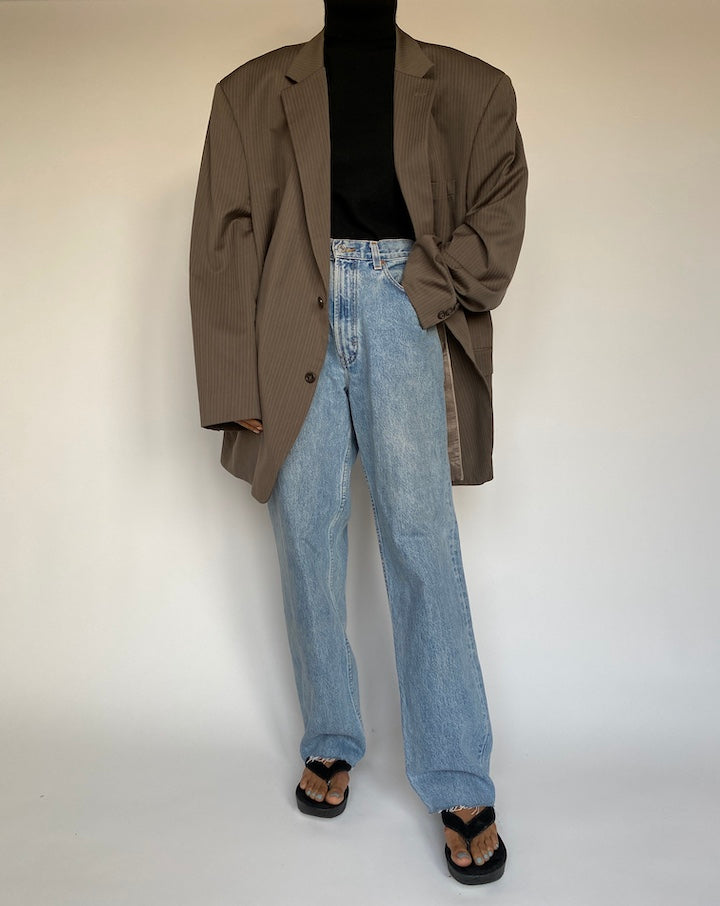 VINTAGE OVERSIZED SINGLE BREASTED STRIPED BLAZER 1383