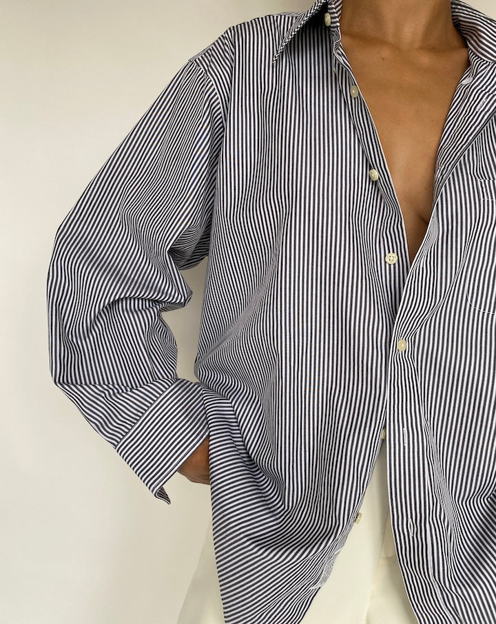 VINTAGE OVERSIZED STRIPED BUTTON DOWN SHIRT 810-3