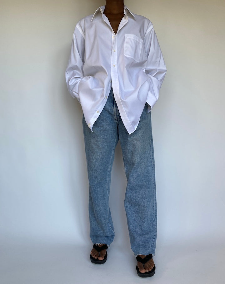 VINTAGE OVERSIZED WHITE BUTTON DOWN SHIRT 1158-4